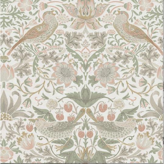 vlies tapeta arts and crafts sivaste zeleny klasicka elegancia jahoda vtacik skandinavsky francuzsky vidiecky french romanticky botanicky.jpg